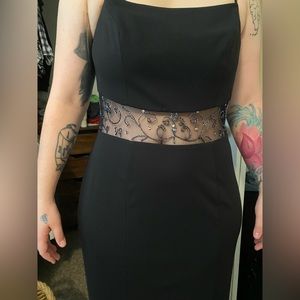 Gorgeous beaded seethru black dress, size 9/10